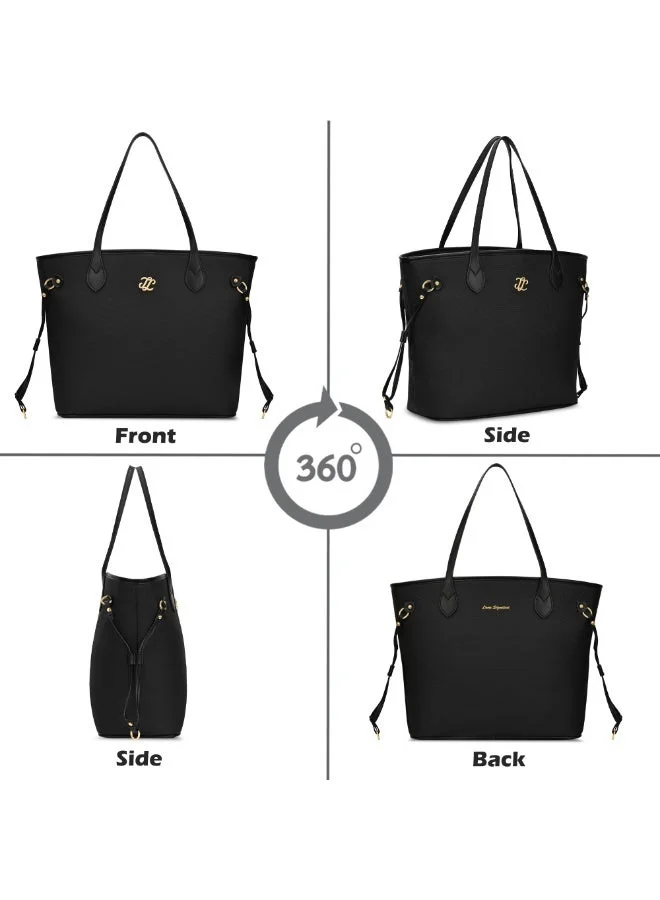Lavie  Signature Canva Laptop Tote (Black)  | Best Price UAE